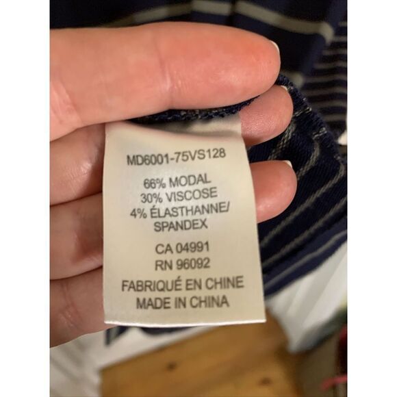 Fleur Bleue Dress Shift Striped Navy Blue Green Women's Medium M - Picture 3 of 5